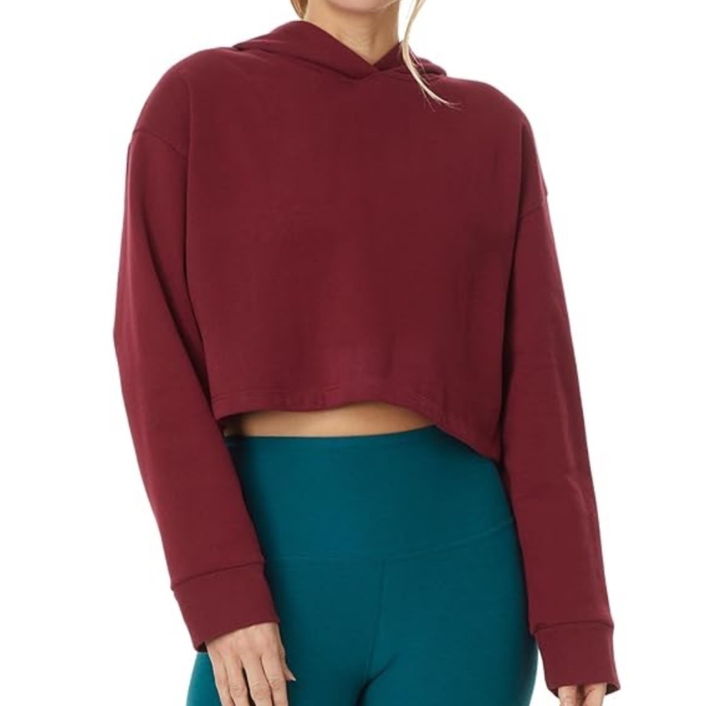 Beyond Yoga S Cropped Happiness Hoodie in Red